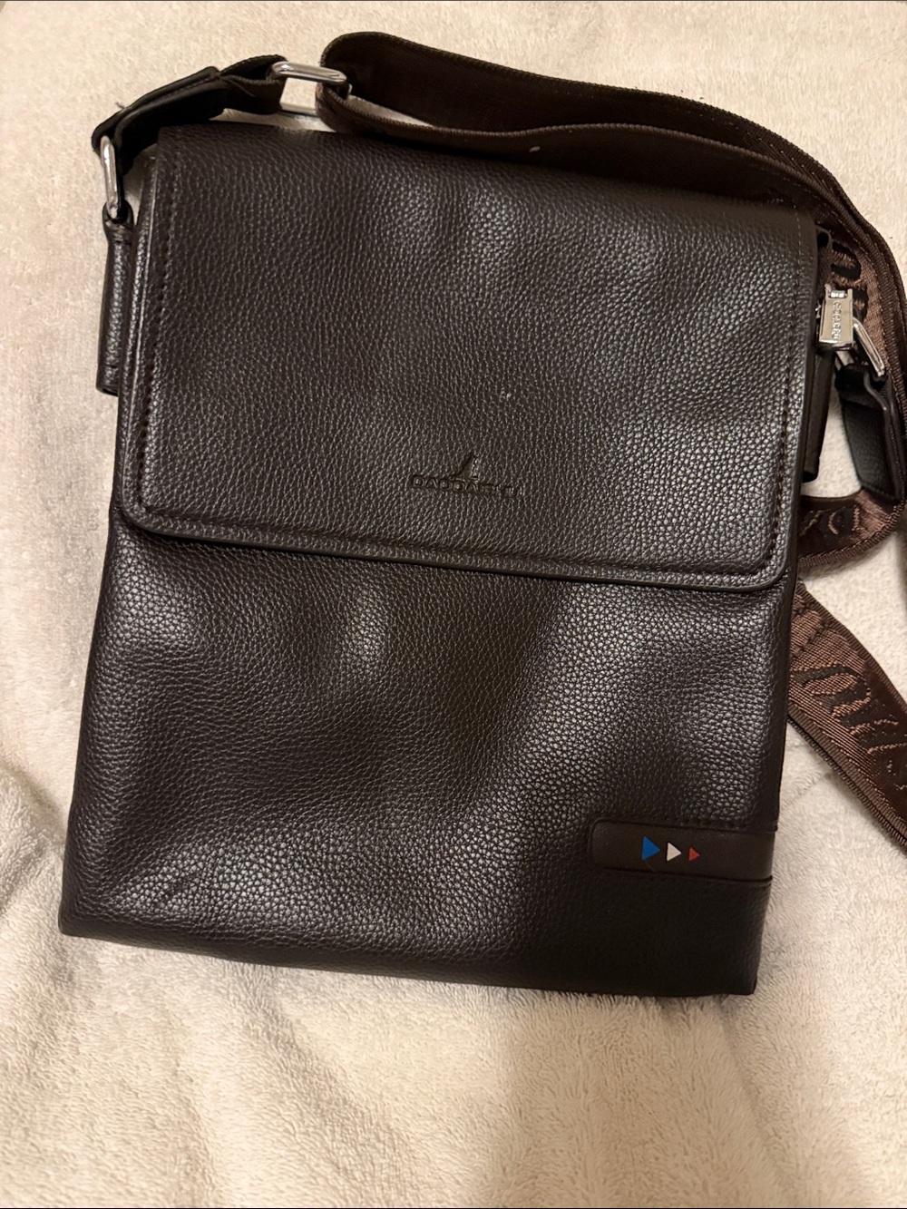 Pebbled Leather Shoulder Bag in Dark Brown - Unbranded